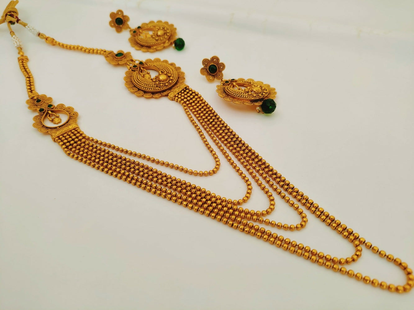 Green Kemp Layer mugappu Necklace Set - Distacart