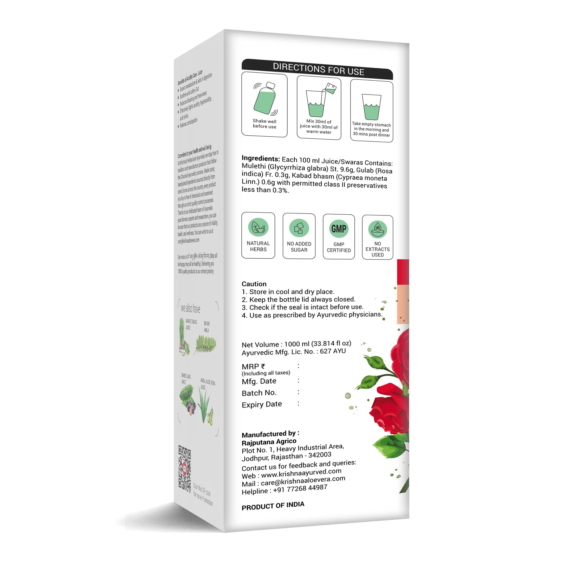 Krishna'S Herbal & Ayurveda Acidity Care Juice - Distacart