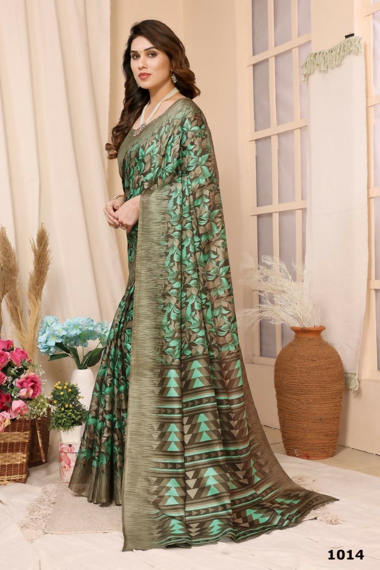 Aafreen Partywear Designer Green Khadi Fancy Saree - Distacart