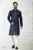 Raivat Ethnic Linen Cotton Thread Work Kurta Pajama In Blue Colour - Dista