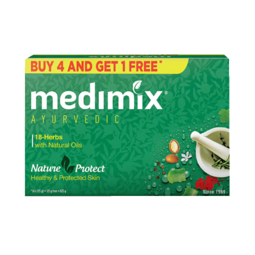 Medimix Ayurvedic Classic 18 Herbs Soap, 125 g (4 + 1 Offer Pack) - Distacart