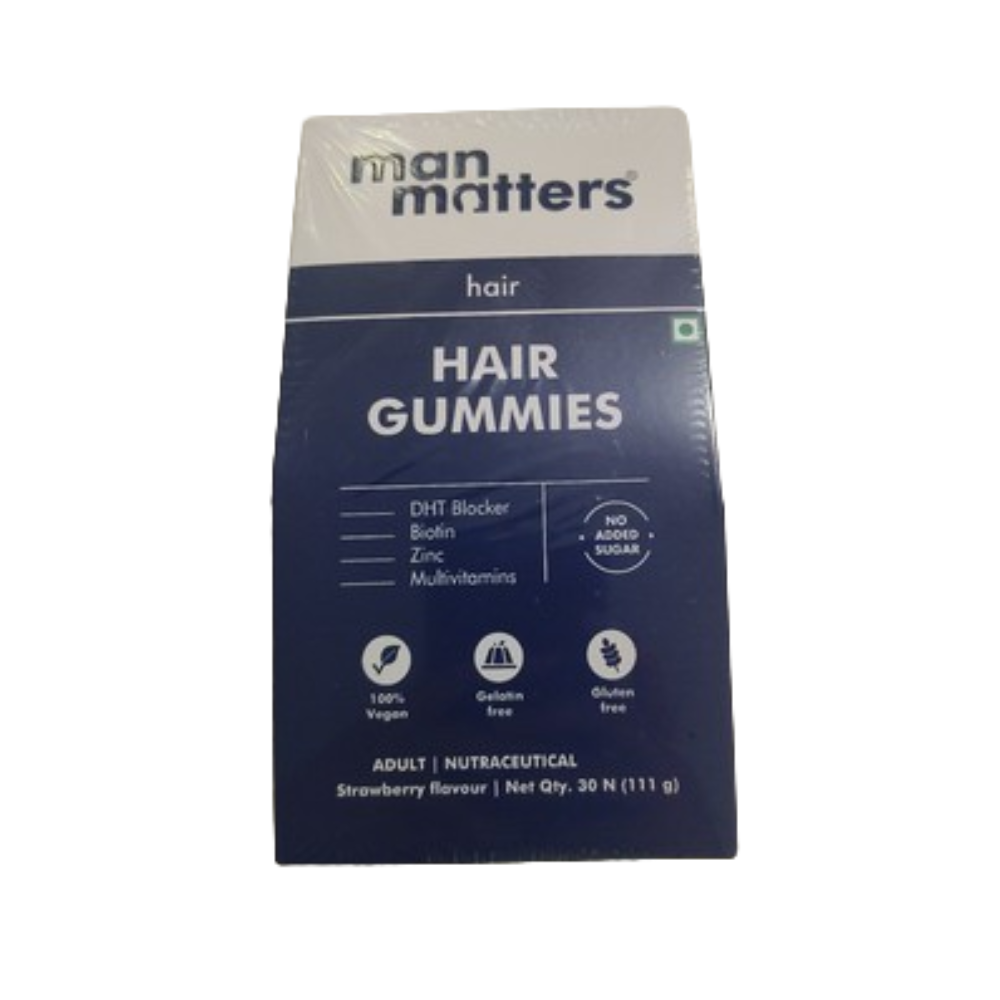 Man Matters Biotin Stage 1 Hair Loss Kit - Hair Gummies & Anti Hair Fall Shampoo With DHT Blocker, Biotin & Caffeine - Distacart