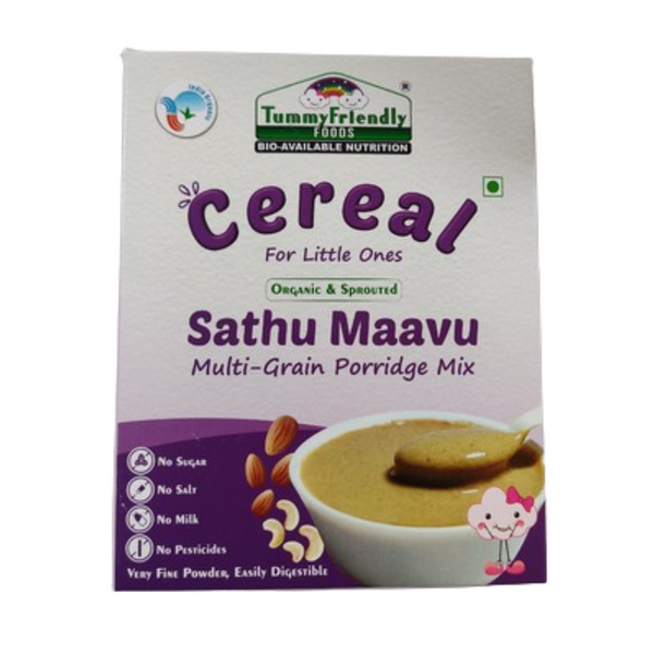 TummyFriendly Foods Organic Sprouted Sathu Maavu Porridge Mix ,Made of Sprouted Ragi, Whole Grains, Pulses & Nuts - Distacart