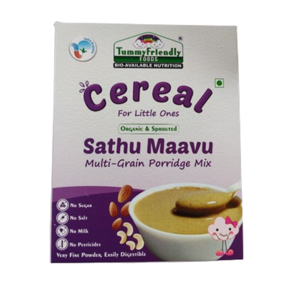 TummyFriendly Foods Organic Sprouted Sathu Maavu Porridge Mix ,Made of Sprouted Ragi, Whole Grains, Pulses & Nuts - Distacart