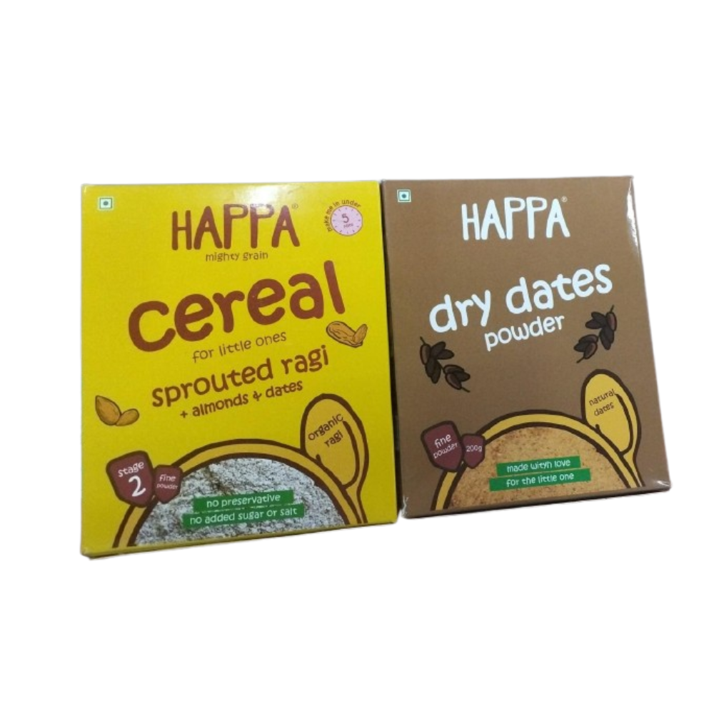 Happa Organic Baby Food Sprouted Ragi, Almonds + Dates Porridge Mix Combo - Distacart