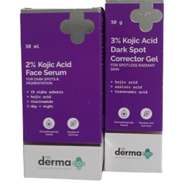 The Derma Co 2% Kojic Acid Face Serum & 3% Kojic Acid Dark Spot Corrector Gel Combo - Distacart