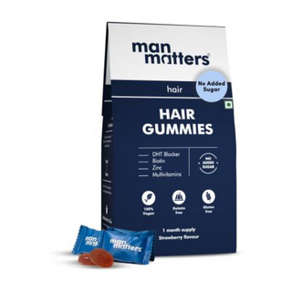 Man Matters Biotin Nourish Hair Gummies With Multivitamins (Sugar Free) - Strawberry Flavor With Zinc & Multivitamins - Distacart