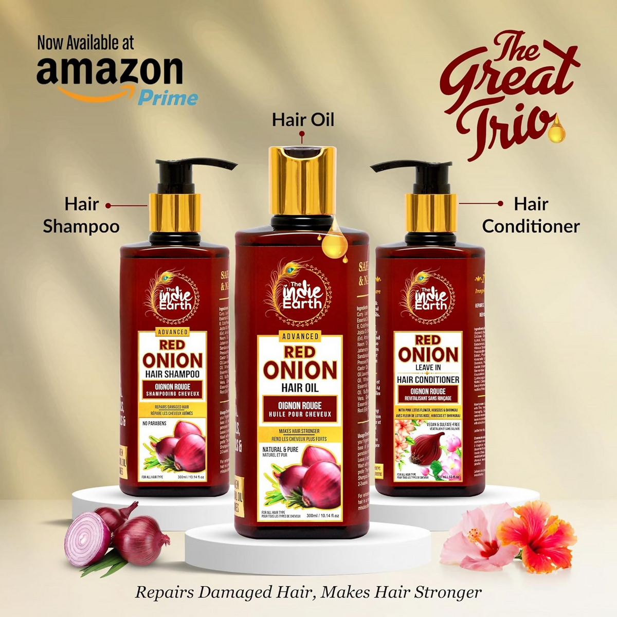 The Indie Earth Advanced Red Onion Hair Care Trio - Distacart