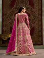 Thumbnail for Anaita Rani Pink Embroidered Net Stitched Anarkali Suit - Distacart