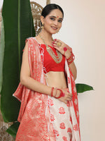 Thumbnail for Astita Linen Cotton Red & White Saree
