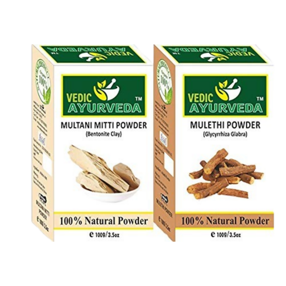 VedicAyurveda Multani Mitti Powder and Mulethi Powder - Dista