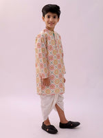 Thumbnail for Lil Drama Mishti Off White Kurta Dhoti Set For Boys
