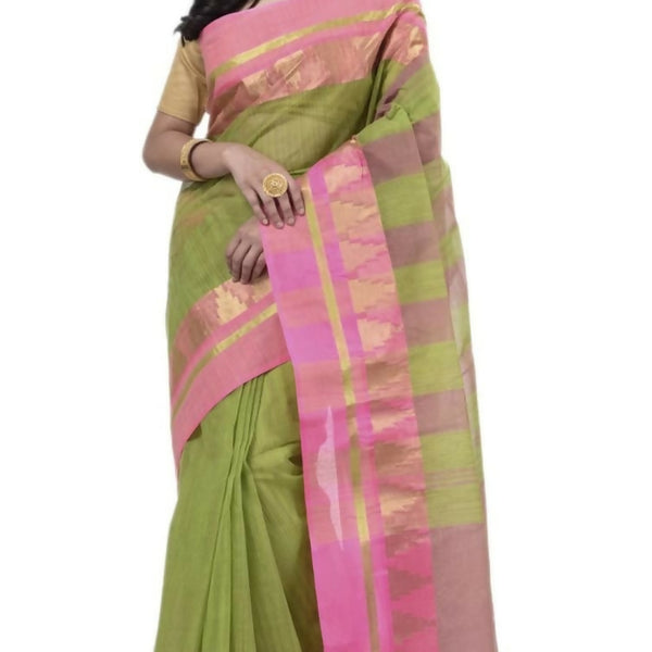 Exclusive Collection Green 100% Pure Cotton Tant Saree