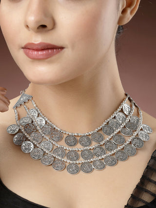 NVR Women's 3 Layered Artificial Beads German Silver Oxidised Necklace - Distacart