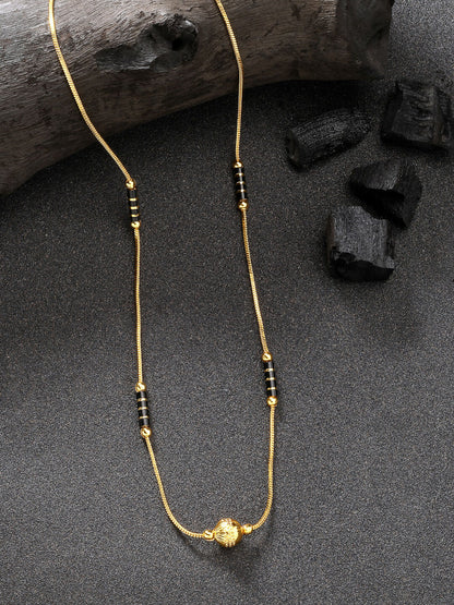 NVR Women's Set of 2 Black Gold-Polished & Beaded Mangalsutra - Distacart