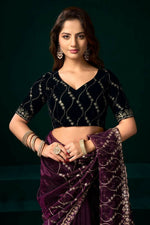 Thumbnail for Joban Fashion Wine Net Party Wear Sarees - Distacart