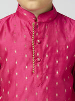 Thumbnail for Joban Fashion Kids Island Full Sleeves Chanderi Kurta, Pyjama Set with Traditional Butta Work - Rani Pink - Distacart