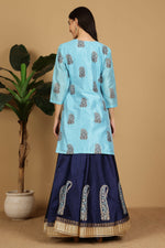Thumbnail for Joban Fashion Turquoise Silk Lehenga Set