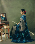 Thumbnail for Preksha Creation Banarasi Soft Silk Women Blue Saree - Distacart