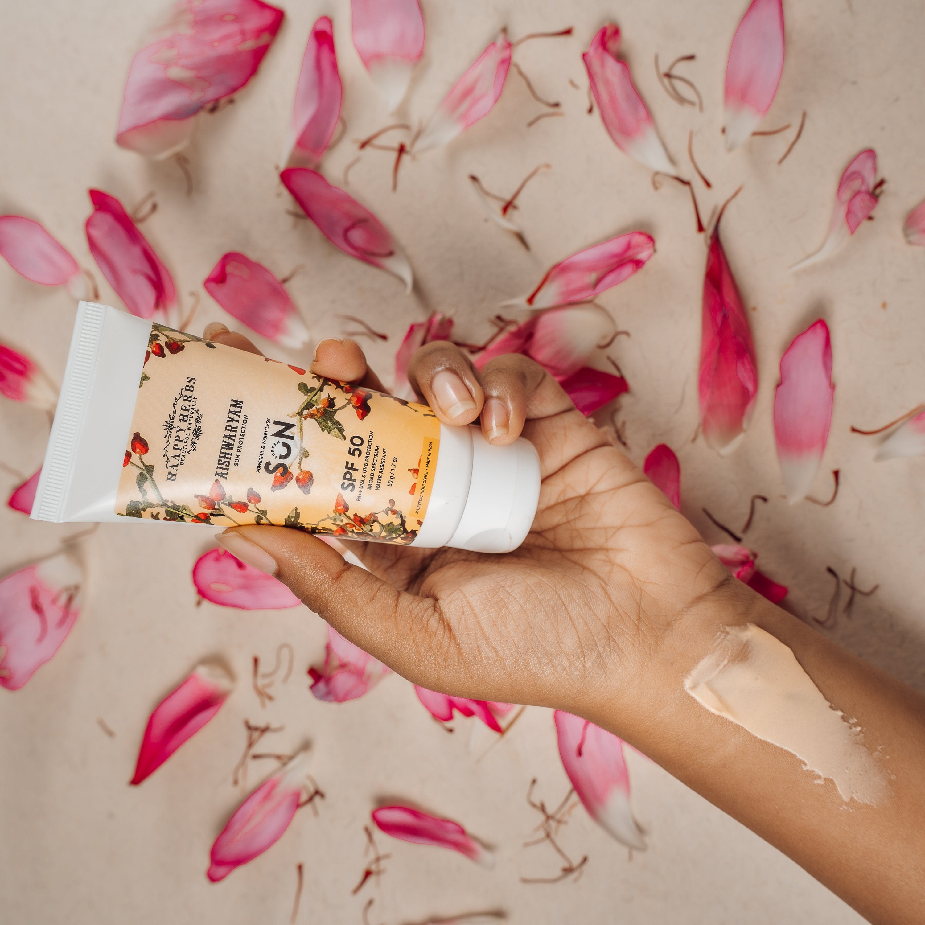 Haappyherbs Aishwaryam Spf50 Powerful,Weightless & Moisturizing Sunscreen , Pa++,Uva& Uvb Protection