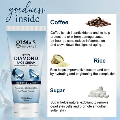 Globus Naturals Revival Diamond Face Cream, Suitable For All Skin Types - Distacart