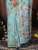 Thumbnail for Astita Linen Cotton Sky Blue Saree