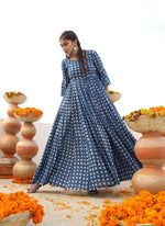 Thumbnail for Aastha Fashion Women's Blue Cotton Silk Digital Printed Anarkali Dress - Distacart