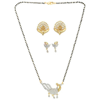 AanyaCentric Gold Plated Mangalsutra with Pendant, 2 Pair Earrings - Distacart