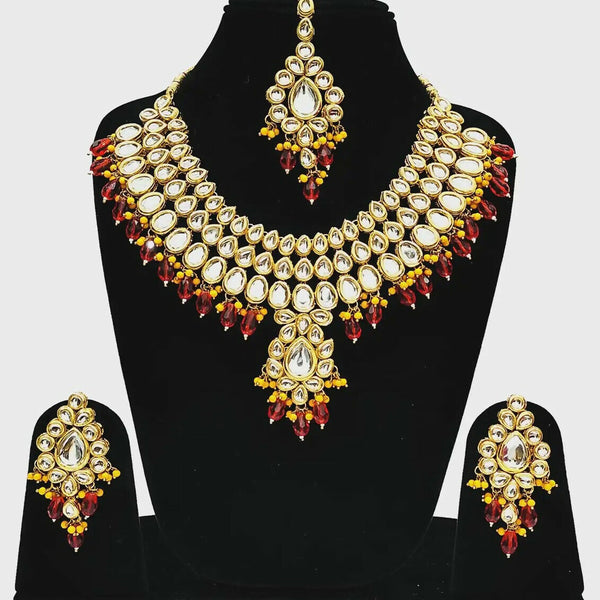 Joban Fashion Hand Made High Quality Gold Plated Base Metal Alloy Kundan Stone Studded Kundan Jewellery Set - Distacart