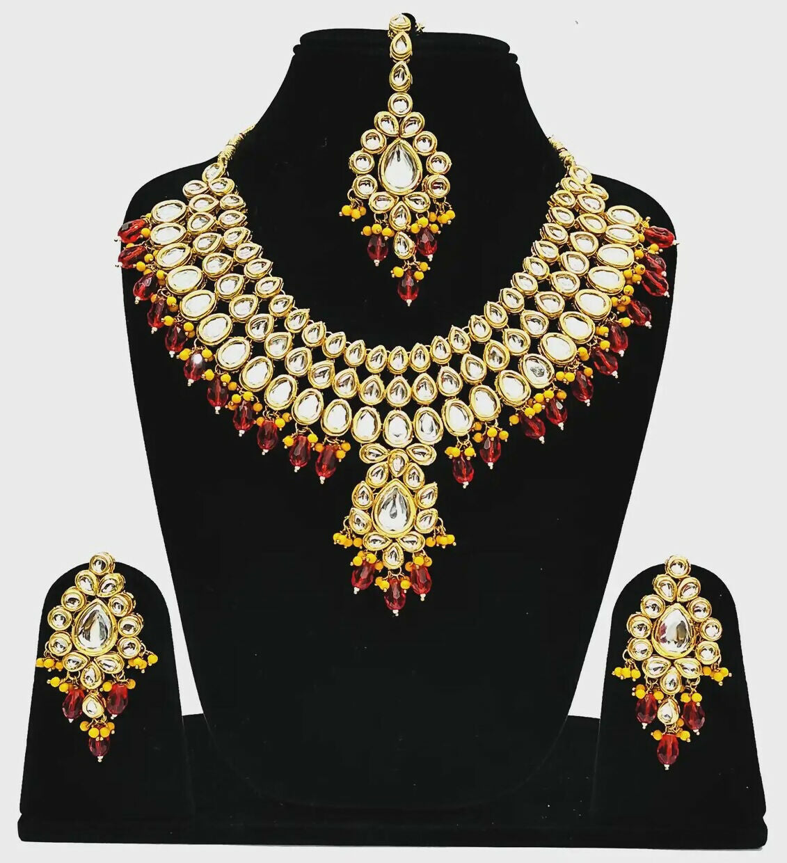 Joban Fashion Hand Made High Quality Gold Plated Base Metal Alloy Kundan Stone Studded Kundan Jewellery Set - Distacart
