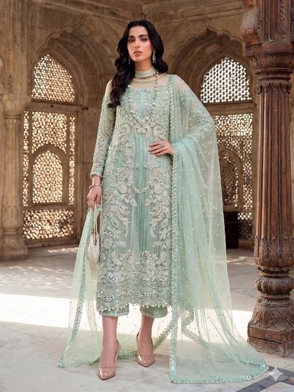 Teeya Creation Womens New Soft Net With Heavy Embroiedery With Sequence Work Kurta Set - Dista