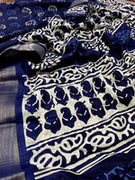 Thumbnail for Blue Poly Silk Ethnic Motifs Saree with Unstitched Blouse - Hiral Fashion - Distacart