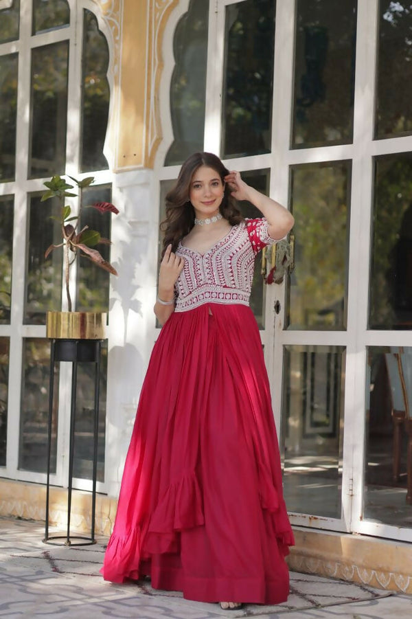 Buy Aastha Fashion Pink Star Georgette Embroidery Beads Sequins