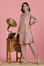 Thumbnail for BulBul Women Mauve Embroidered Chanderi Kurta Set