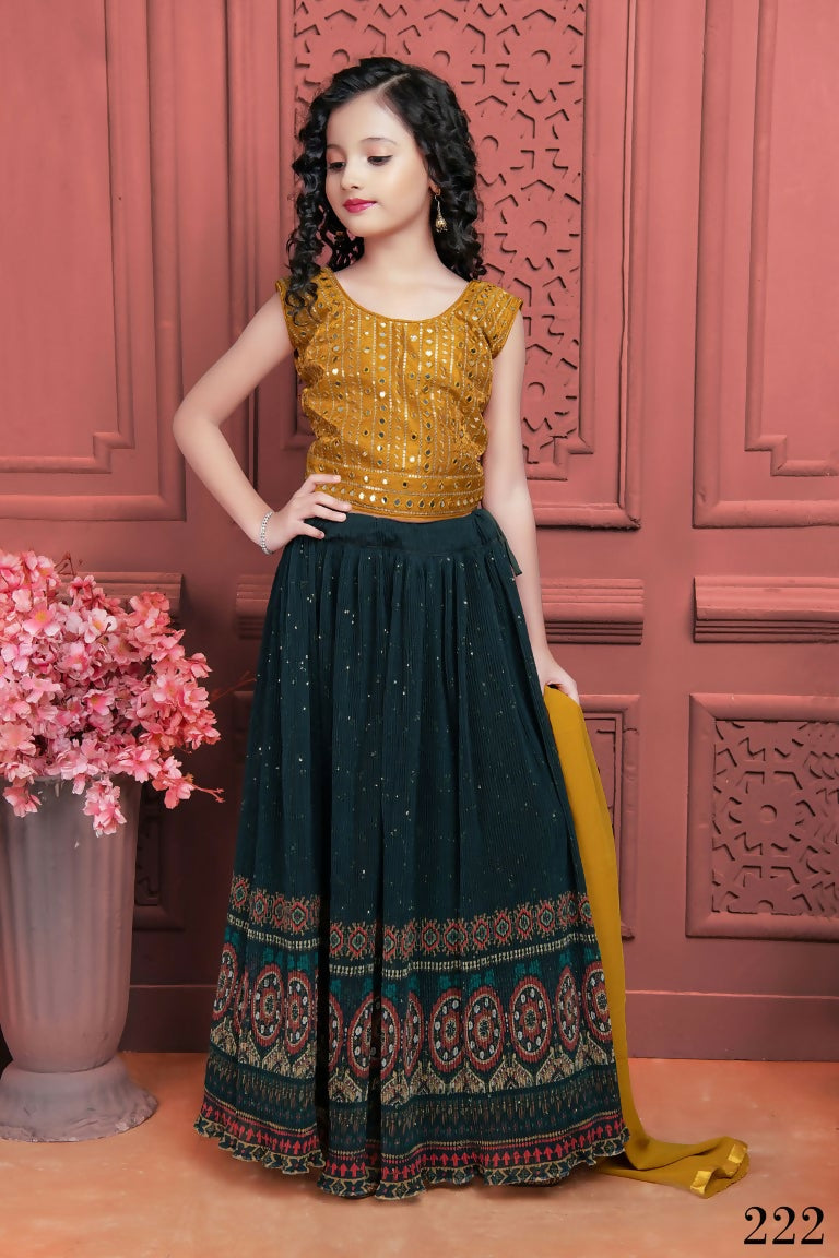 Kids Wedding Designer Rama Georgette Lehenga Choli - Aaradhna - Distacart