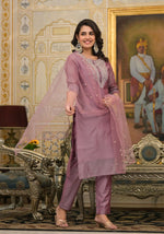 Thumbnail for Partywear Designer Rose gold Cotton Silk Stitched Suit With Dupatta - Tanisha - Distacart