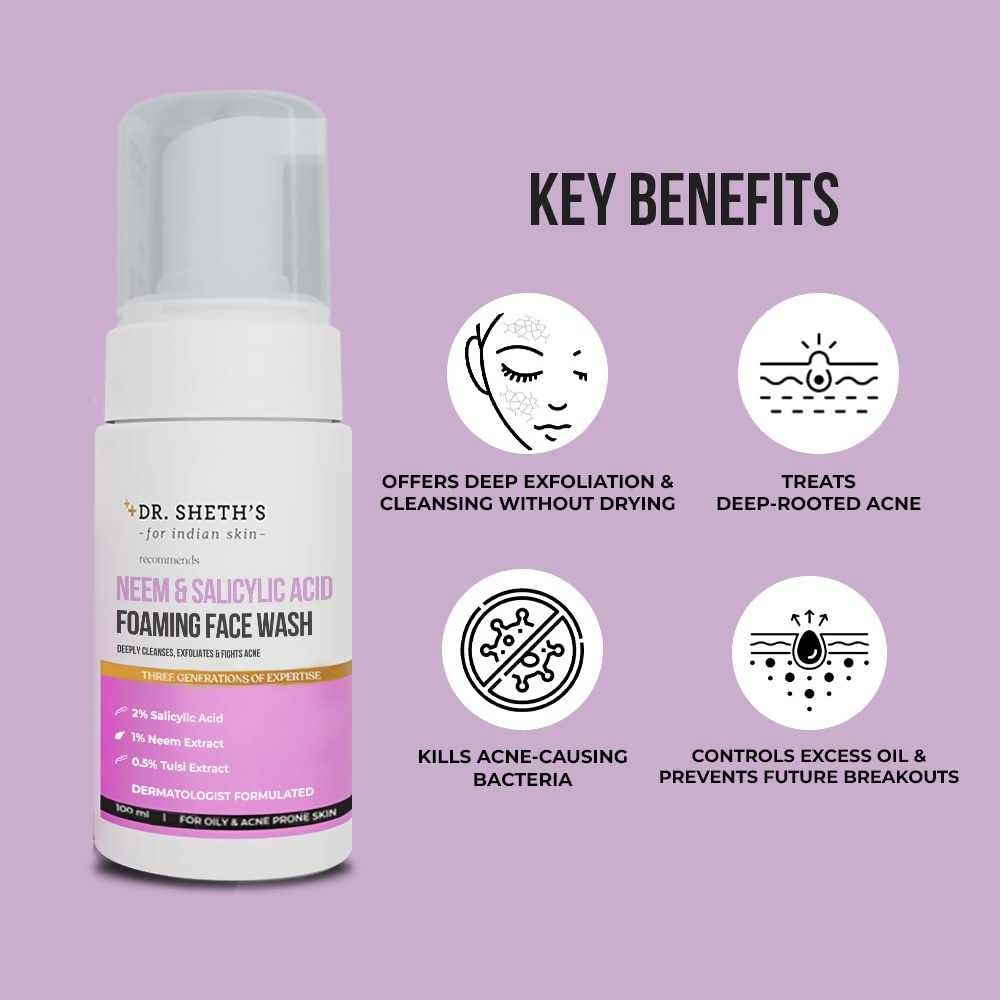 Dr. Sheth's Neem & Salicylic Acid Foaming Face Wash - Distacart