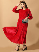 Thumbnail for Myshka Women's Pink Fit and Flare Party Dress - Distacart