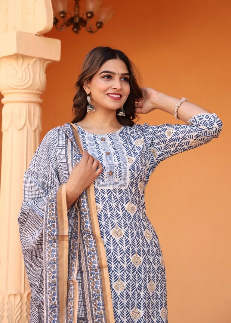 Alvano Alvano Women's 3Pcs Straight Kurti Set Printed Rayon - Distacart