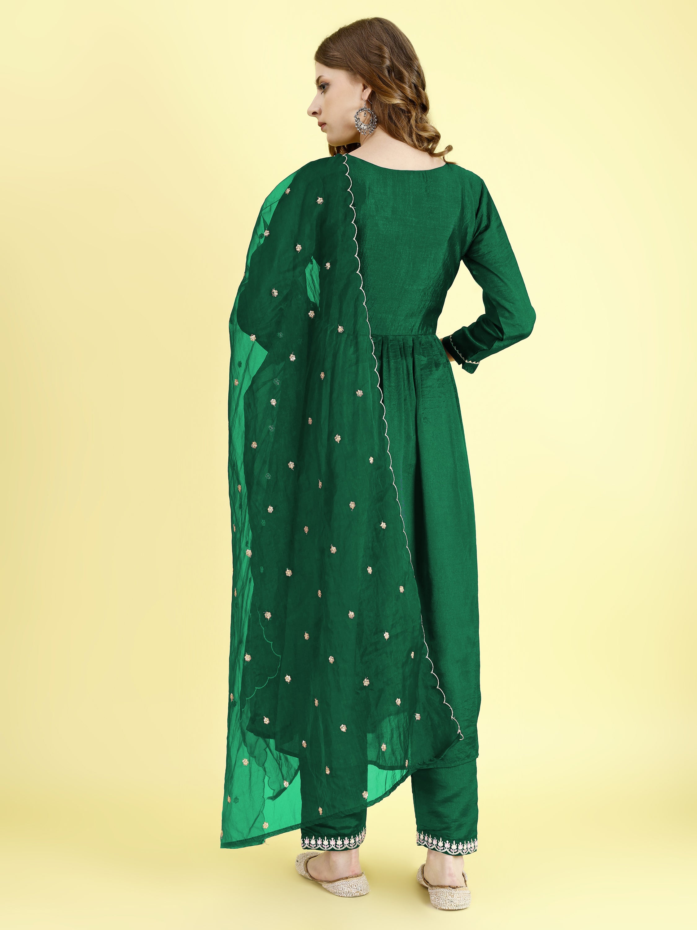 Yash Enterprise Green Vichitra Silk Embroidery Party Wear Suit Set
