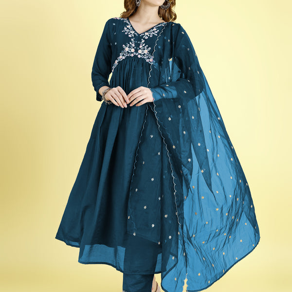 Yash Enterprise Morpankh Vichitra Silk Embroidery Party Wear Suit Set