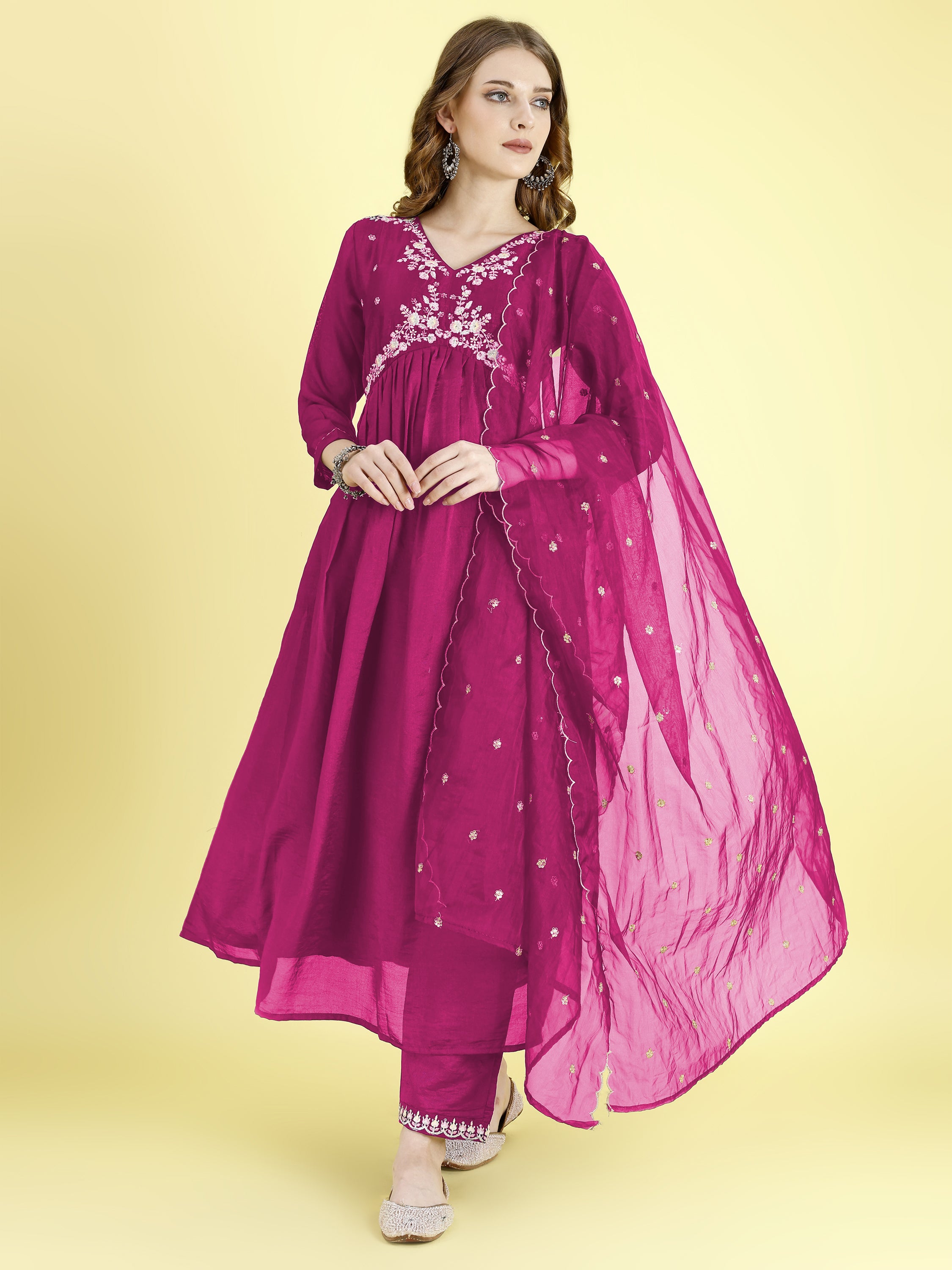 Yash Enterprise Pink Vichitra Silk Embroidery Party Wear Suit Set