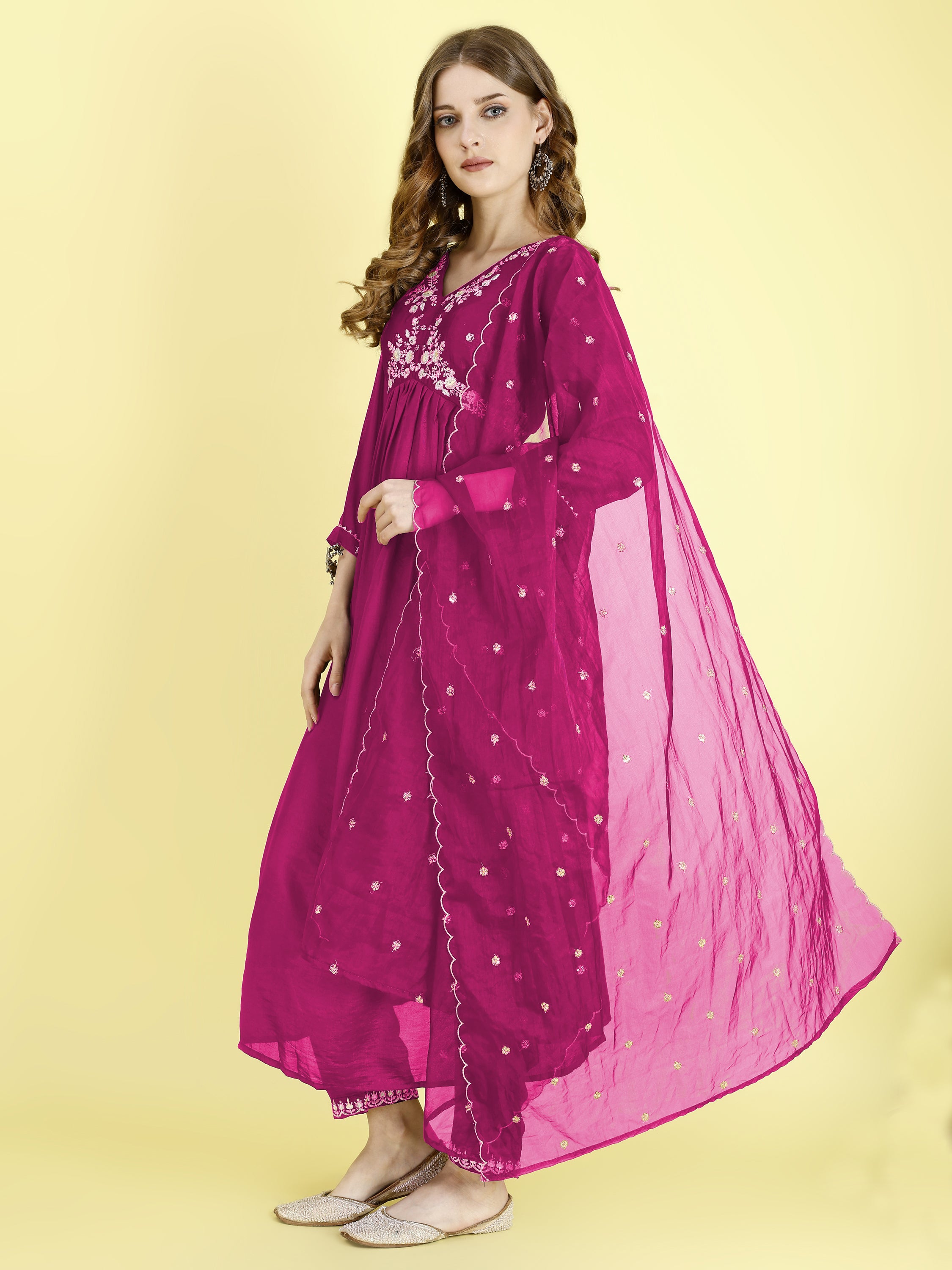 Yash Enterprise Pink Vichitra Silk Embroidery Party Wear Suit Set