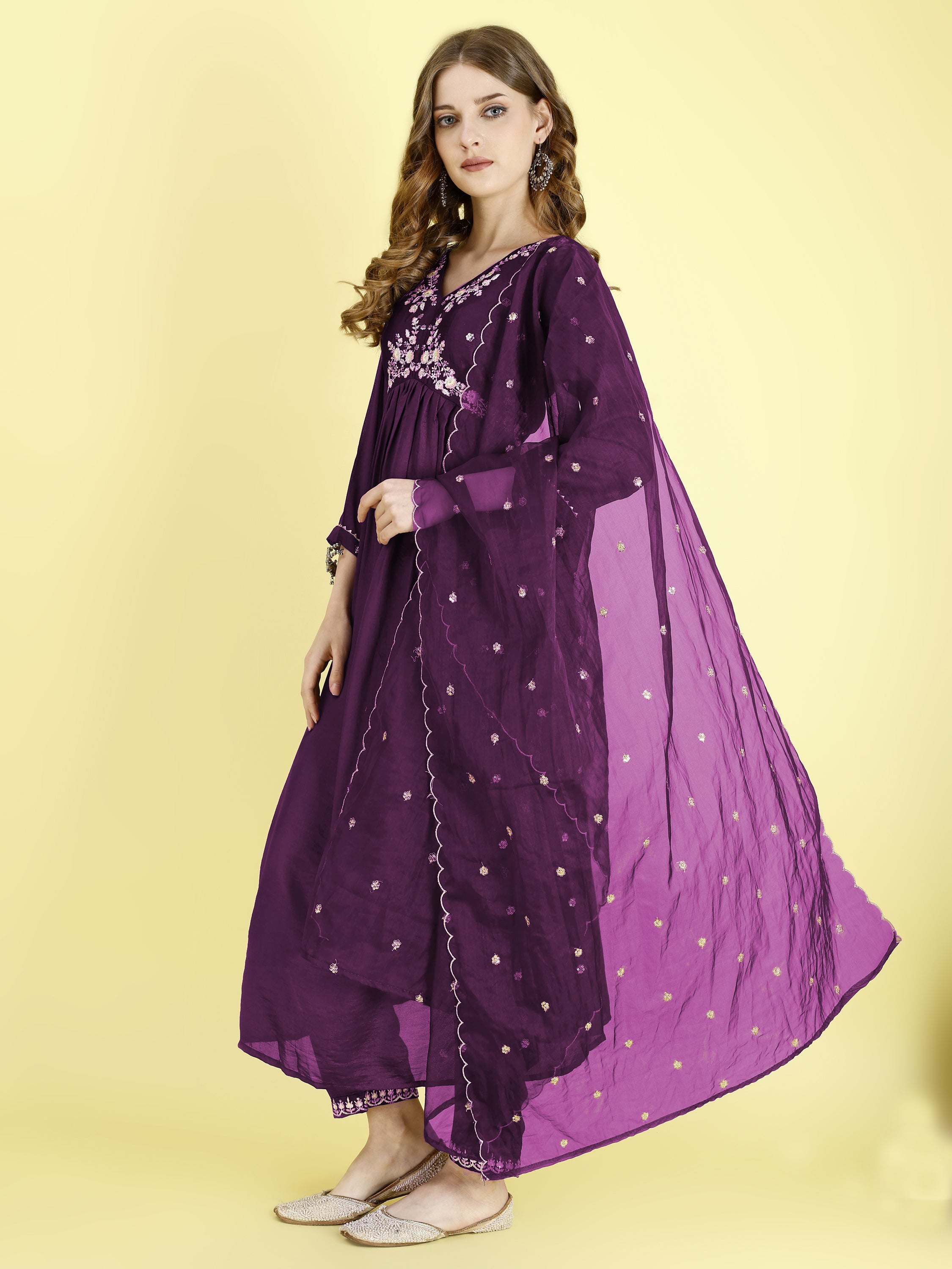 Yash Enterprise Wine Vichitra Silk Embroidery Party Wear Suit Set