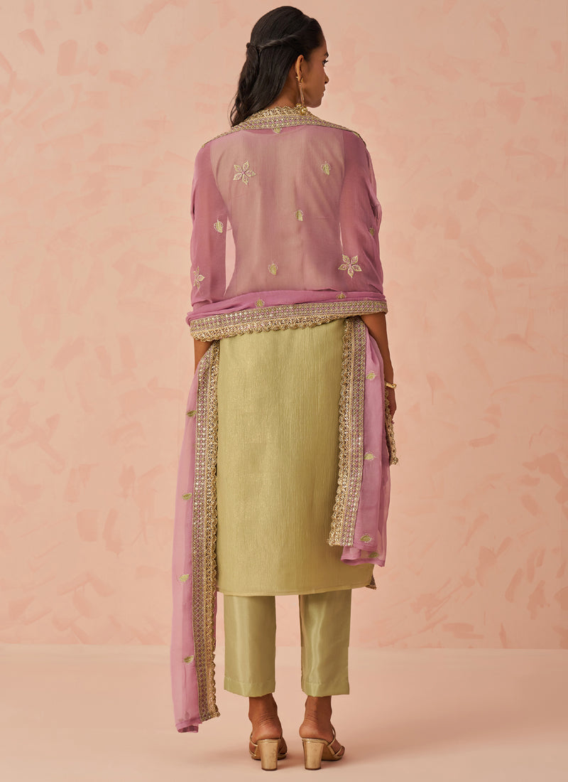 Vegaa Fashion Gold Fancy Crush Embroidered Salwar Suit