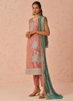 Thumbnail for Vegaa Fashion Peach Crush Embroidered Salwar Suit