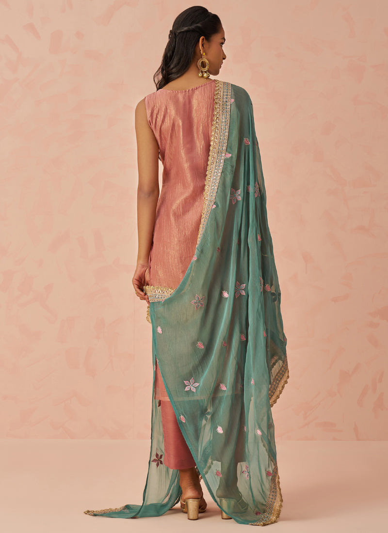 Vegaa Fashion Peach Crush Embroidered Salwar Suit