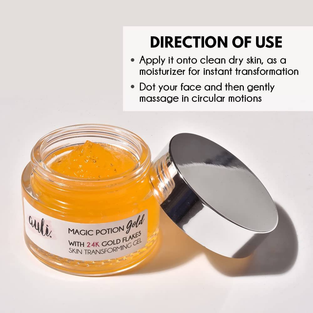Auli Magic Potion Gold with 24k Gold Flakes - Skin Transforming Gel - Distacart