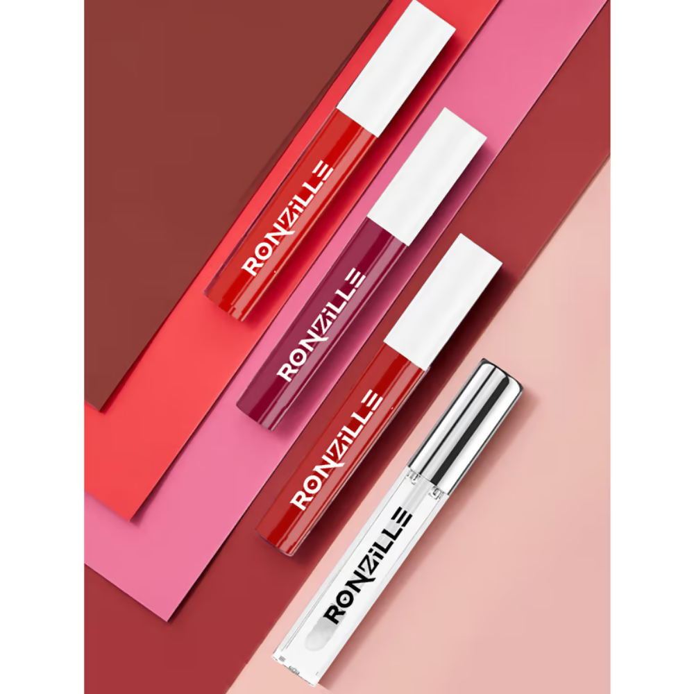 Ronzille Non Transfer Matte Liquid Lipstick Plus Lip Gloss - Reds And Maroons - Dista