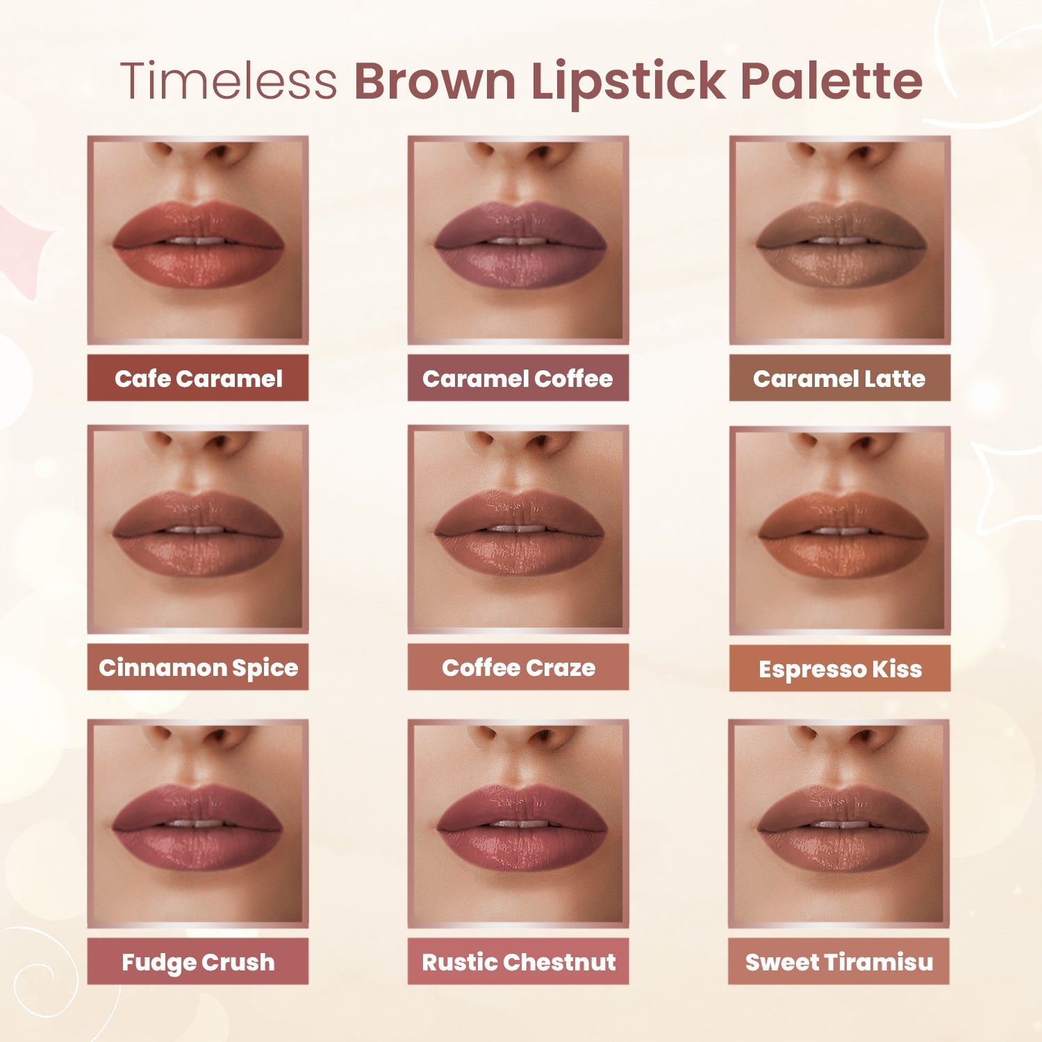Baked Beauty Liquid Matte Lipstick Brown Palette (Set of 9) - Distacart